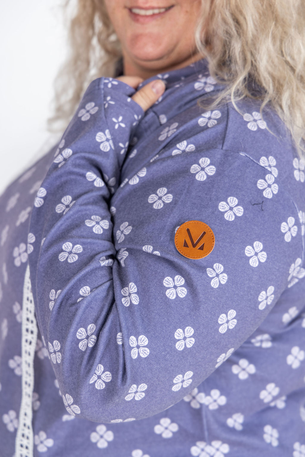 Hailey Pullover Hoodie - Slate Purple Floral